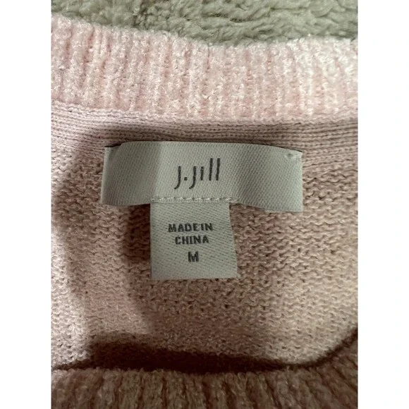 J. JILL Sweater Pink Velour Pullover Long Sleeves Round Neck Women’s Size Medium - Picture 5 of 7